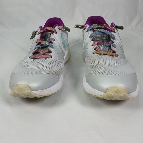 Nike Star Runner 4.5Y Women’s 6 Running Shoes Gray Iridescent Multicolor Laces - Picture 5 of 10